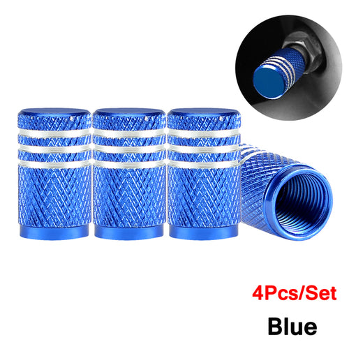 Dsycar 4pcs Silver Car Tire Valve Stems Cap Knurling Style Tire Valve
