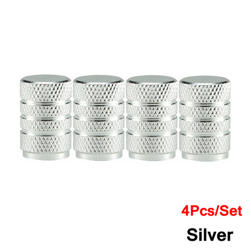 Dsycar 4pcs Silver Car Tire Valve Stems Cap Knurling Style Tire Valve