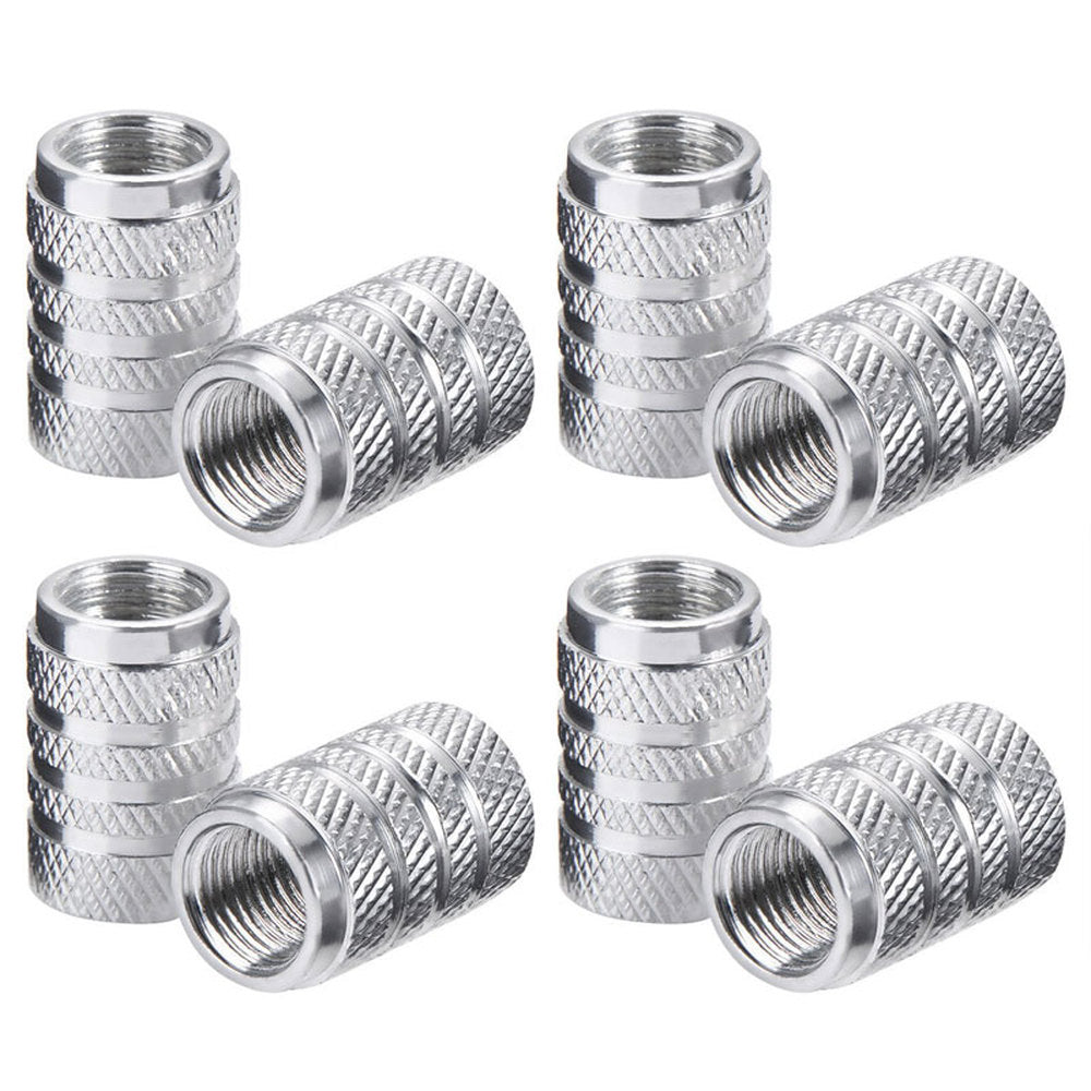 Dsycar 4pcs Silver Car Tire Valve Stems Cap Knurling Style Tire Valve
