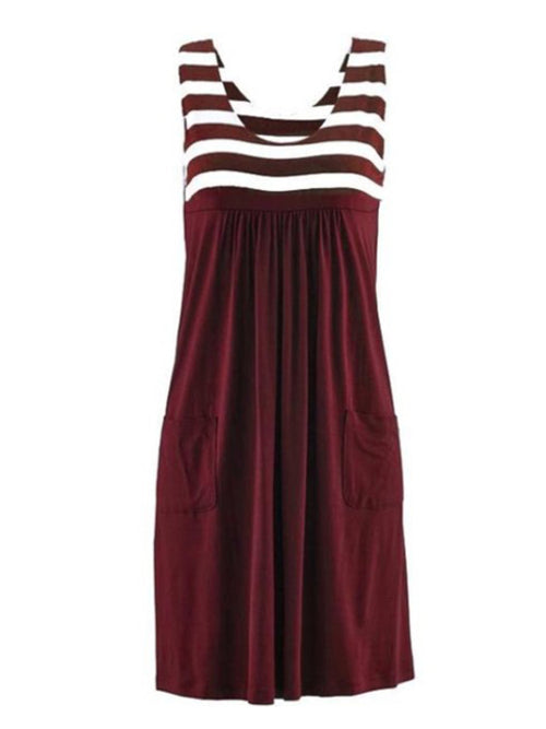 Fashion Striped Dress Summer Dress Loose Simple Sleeveless Dress