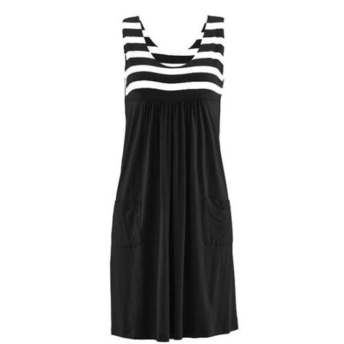 Fashion Striped Dress Summer Dress Loose Simple Sleeveless Dress