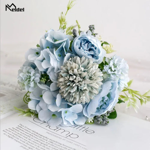 Meldel Artificial Peony Flowers Silk Bouquet for Wedding Decoration