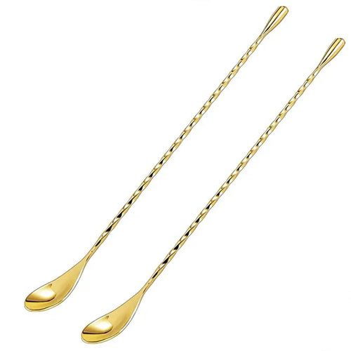 Cocktail Spoon Bar Stirring Spoon Long Handle Stainless Steel Spiral