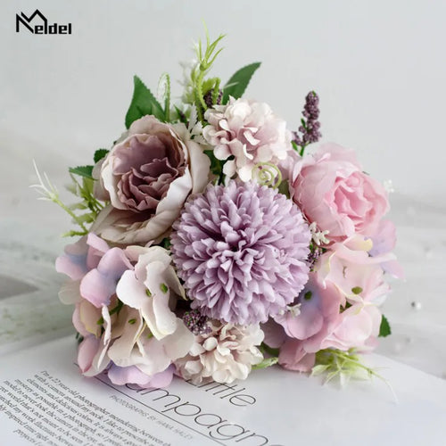 Meldel Artificial Peony Flowers Silk Bouquet for Wedding Decoration