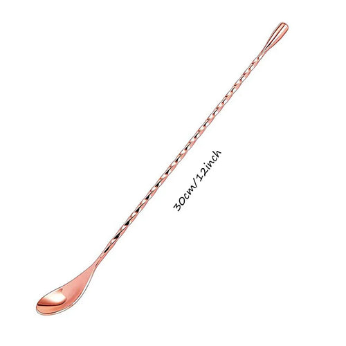 Cocktail Spoon Bar Stirring Spoon Long Handle Stainless Steel Spiral