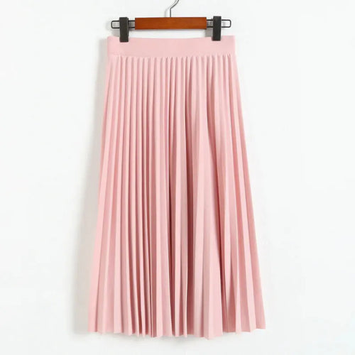 New Fashion Women's High Waist Pleated Solid Color Half Length Elastic