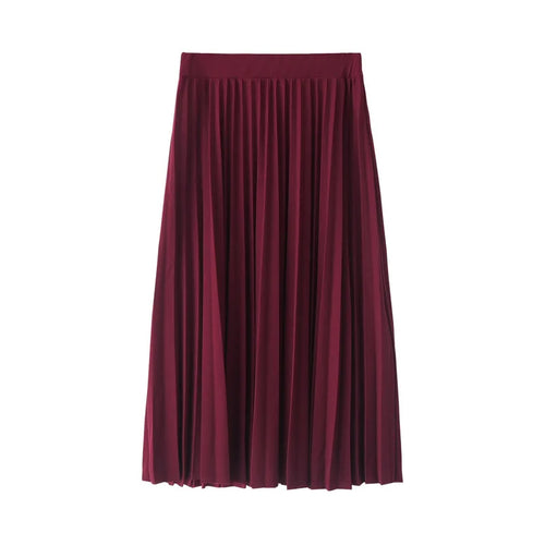 New Fashion Women's High Waist Pleated Solid Color Half Length Elastic