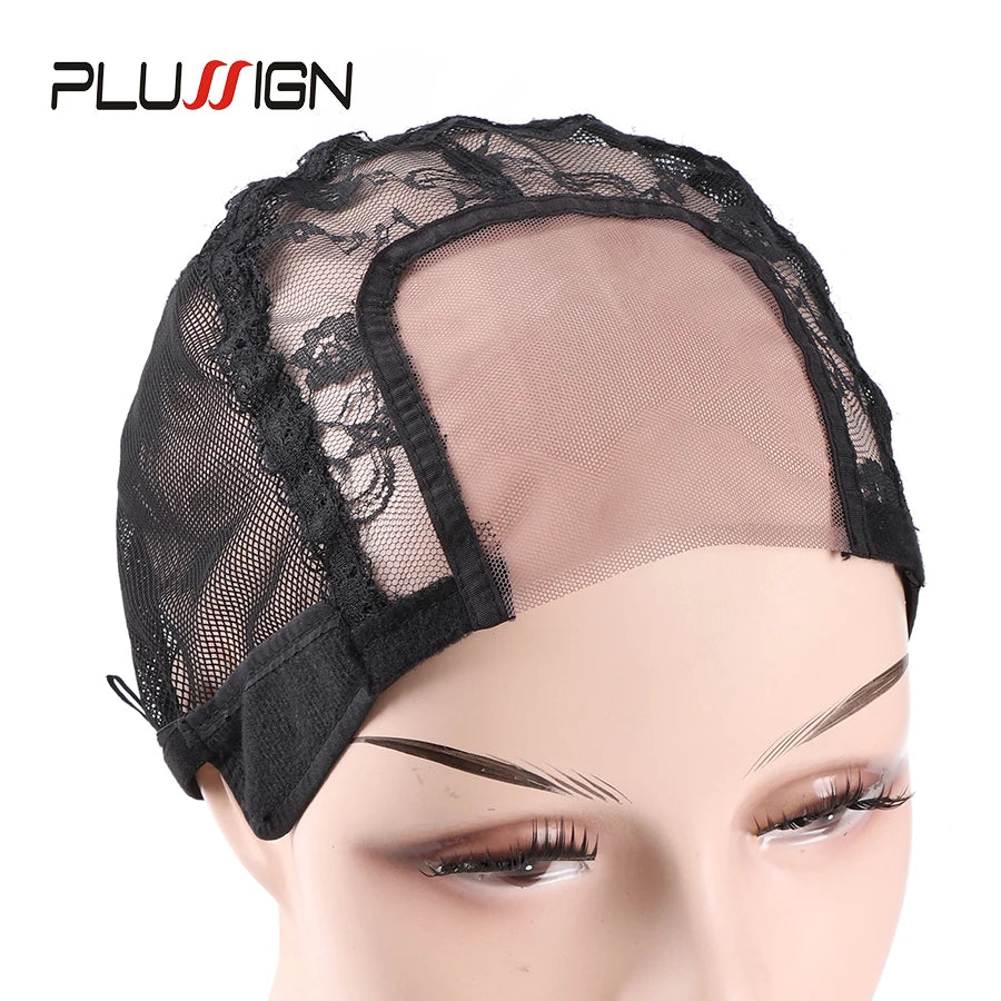 U Part Swiss Lace Wig Cap Black Hairnet Wig Caps For Making Lace Wigs