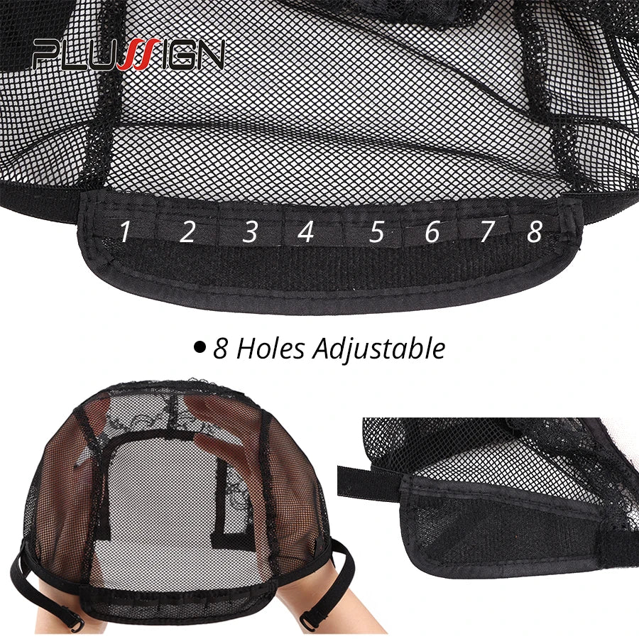 U Part Swiss Lace Wig Cap Black Hairnet Wig Caps For Making Lace Wigs