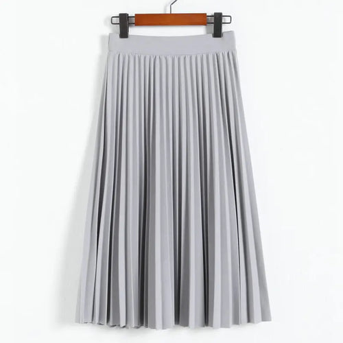 New Fashion Women's High Waist Pleated Solid Color Half Length Elastic