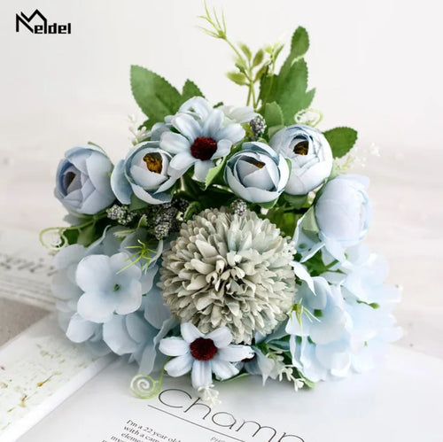 Meldel Artificial Peony Flowers Silk Bouquet for Wedding Decoration