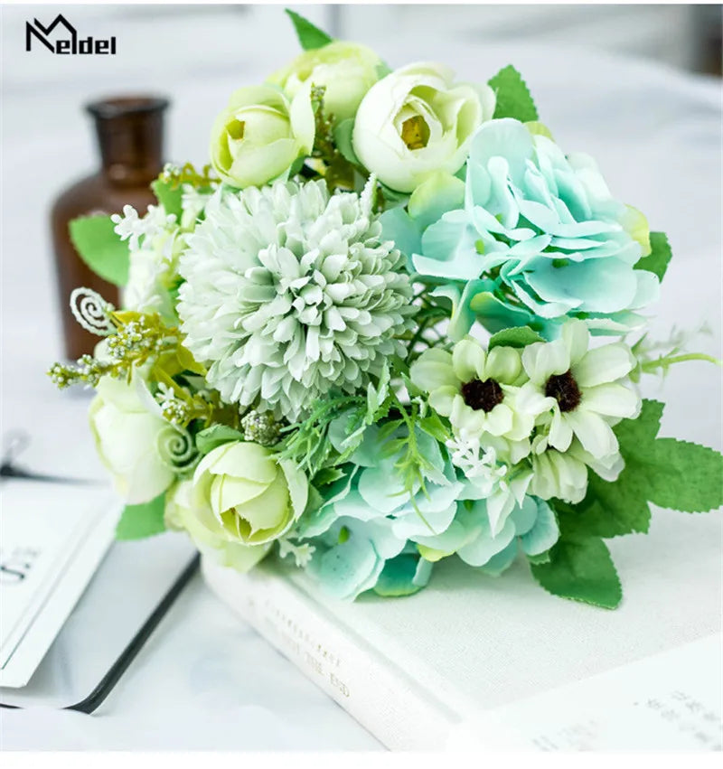 Meldel Artificial Peony Flowers Silk Bouquet for Wedding Decoration