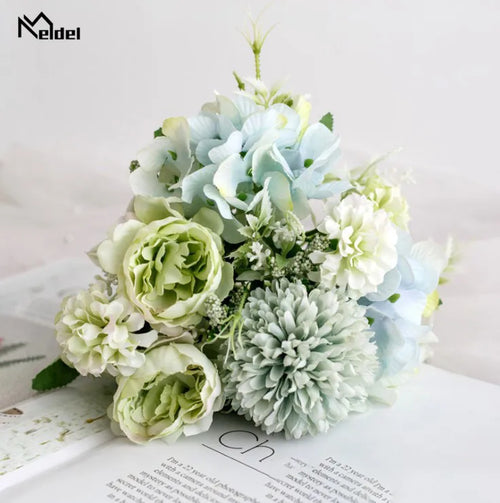 Meldel Artificial Peony Flowers Silk Bouquet for Wedding Decoration
