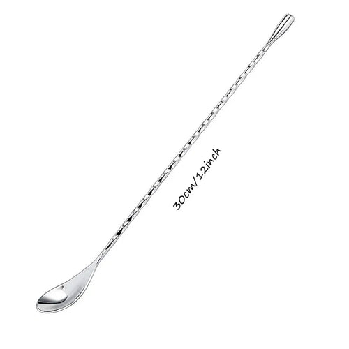 Cocktail Spoon Bar Stirring Spoon Long Handle Stainless Steel Spiral