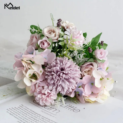 Meldel Artificial Peony Flowers Silk Bouquet for Wedding Decoration