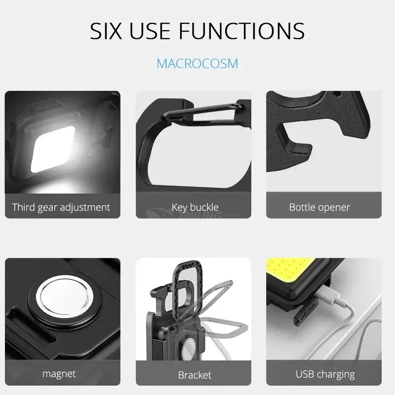 Super Bright MINI COB Keychain Flashlight Charging Lamp Camping Lights