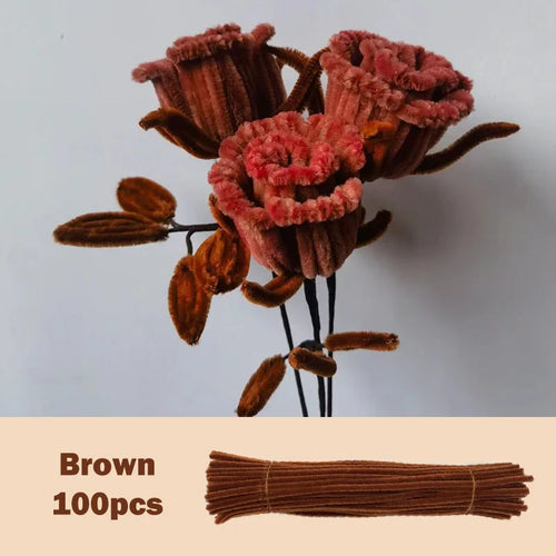 100pcs Colorful Chenille Stems Pipe Cleaners Plush Tinsel Stem Wired