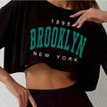 T Shirt Los Angeles Number 91 Brooklyn Graphic Round Neck Sports Crop