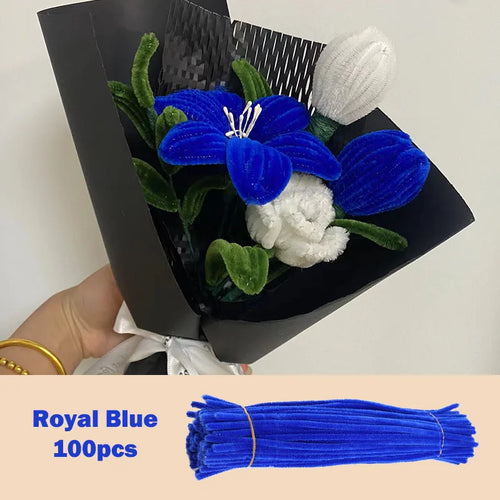 100pcs Colorful Chenille Stems Pipe Cleaners Plush Tinsel Stem Wired