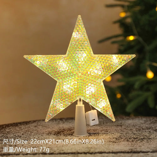 15cm Christmas Decoration Glowing Tree Topper Glitter Shining Star