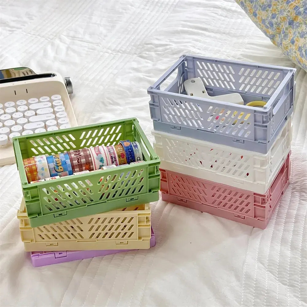 6 Color Organizing Storage Baskets Case Folding Student Desktop Basket