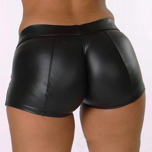 2024 Sexy Womens Shorts Shiny Elastic High Waist Shiny Faux PU Leather