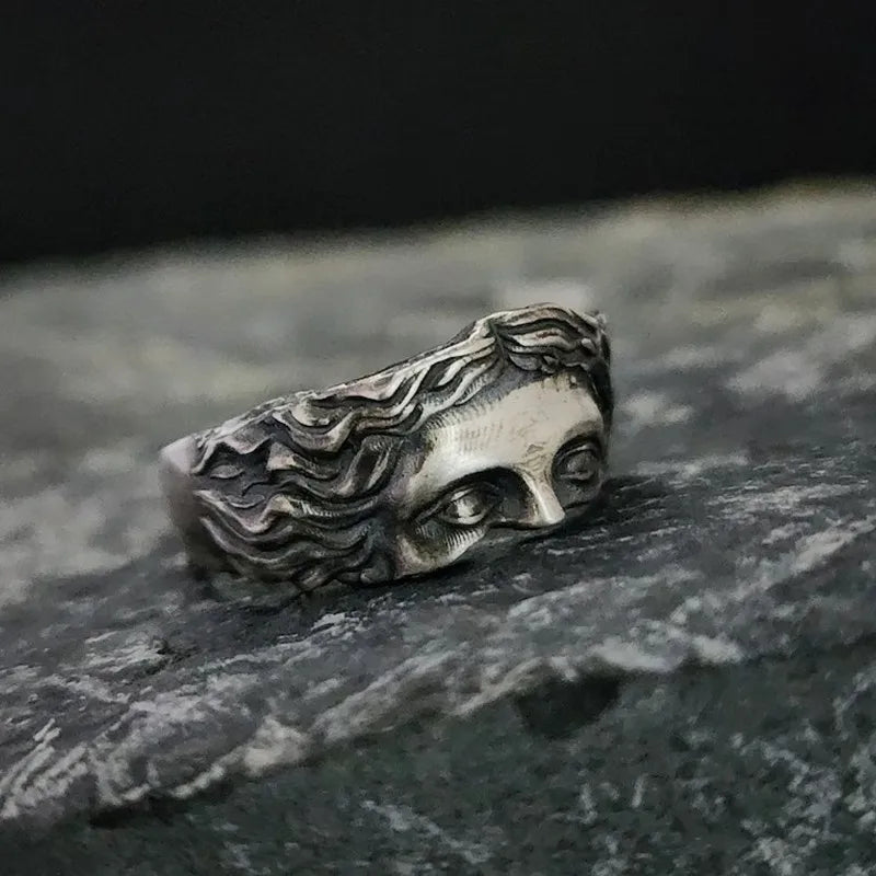 Rings For Men Creative Venus Mask Ring, Retro Thai Silver Relief With
