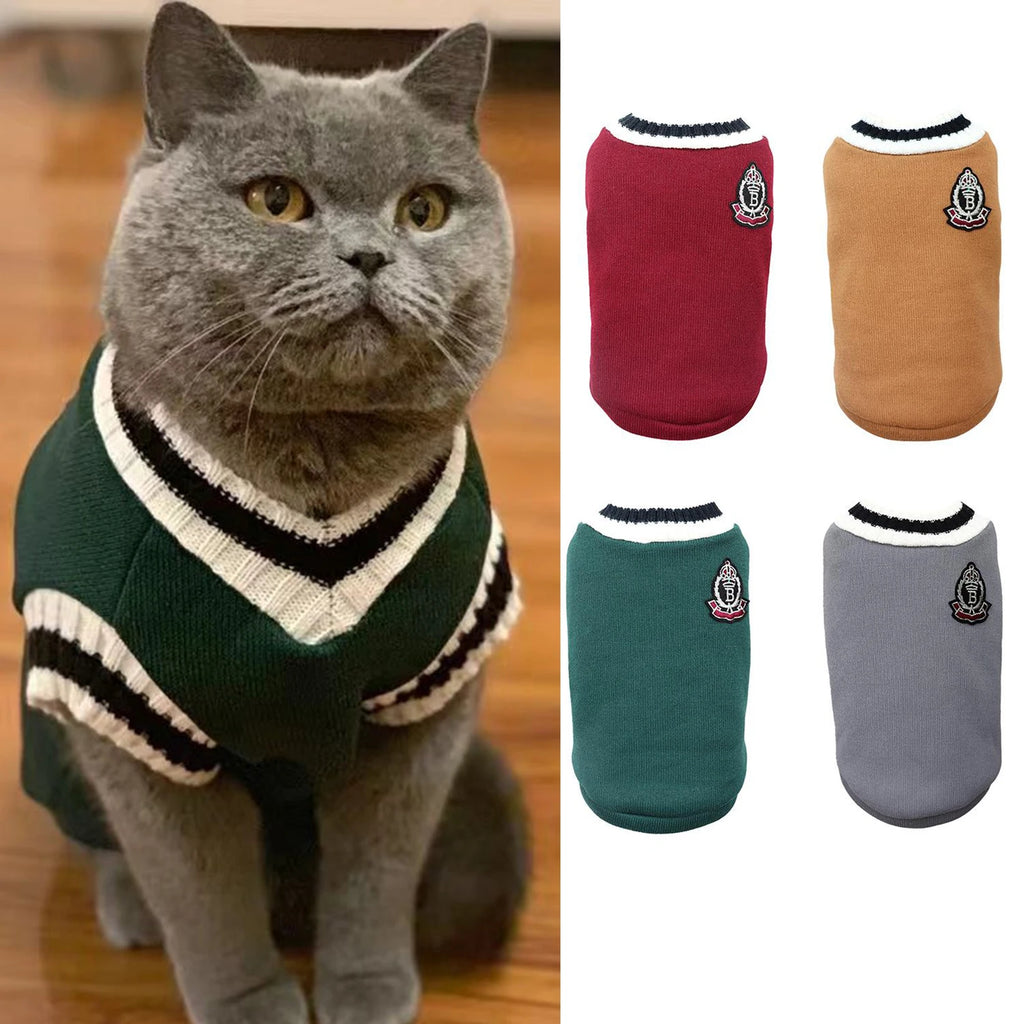 Pet Solid Costume  Cat Clothes Autumn Winter Jacket Christmas Sweater