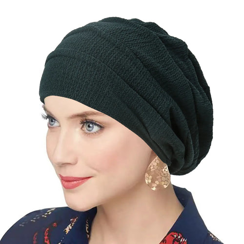 Trendy Crinkle Women's Solid Color Hijab Turban Soft Elastic Indian