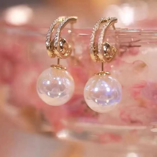 2022 New Trend Simulation Pearl Long Earrings Women's Flower