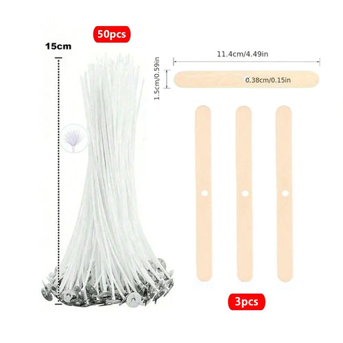 53pcs Candle Wicks Holder Waxed Cotton Candle Wicks Set with Stand