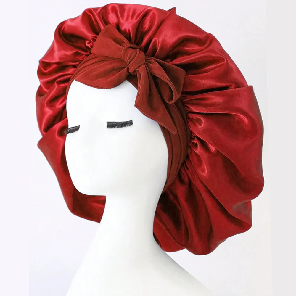 Satin Silk Hair Bonnet | Adjustable Tie Band | Sleep Bonnet for Women
