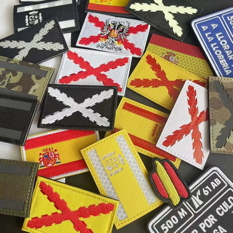 Infrared Reflective Patch Spanish Flag,Burgundy Cross Emblem Applique