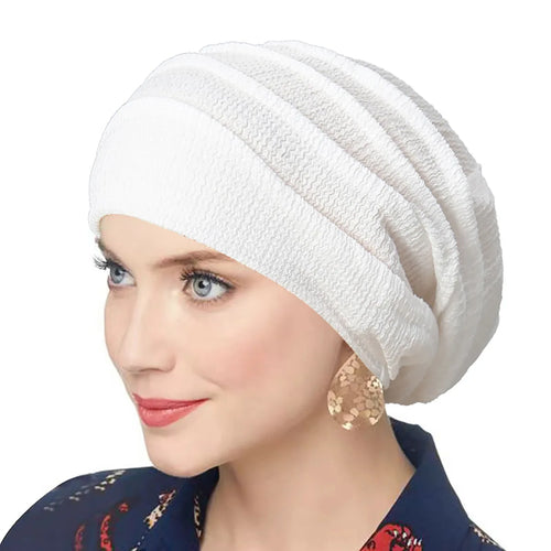 Trendy Crinkle Women's Solid Color Hijab Turban Soft Elastic Indian