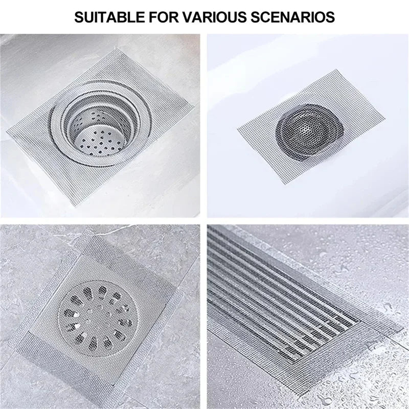 Cuttable Shower Drain Hair Catcher Self-Adhesive Floor Drain Stickers