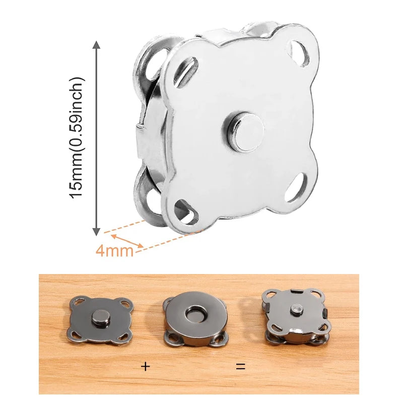 10 Sets Magnetic Snap Button Metal Plum Blossom Sew on Button Clasps