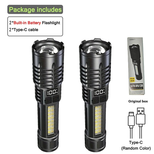 Portable Rechargeable High Power LED Flashlights With Display Screen