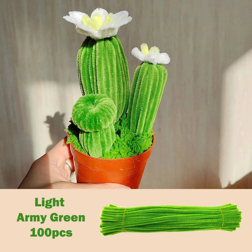 100pcs Colorful Chenille Stems Pipe Cleaners Plush Tinsel Stem Wired