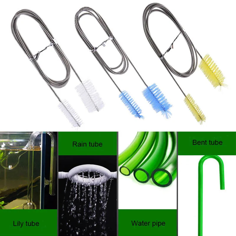 Aquarium Cleaning Brush for Water Hose Lily Pipe Air Tube Stainless