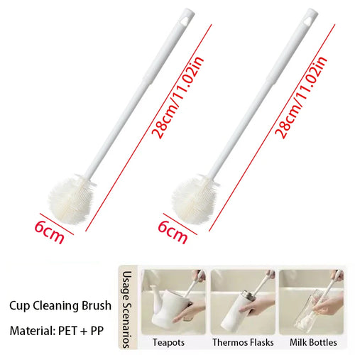 Long Handle Cup Brush,Kitchen Glass Bottle Cleaning Brush,Milk Bottle
