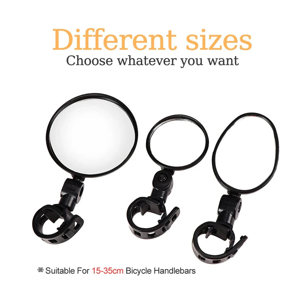 2PCS Bicycle Rearview Mirror 360 Degree Adjustable Rotatable Universal