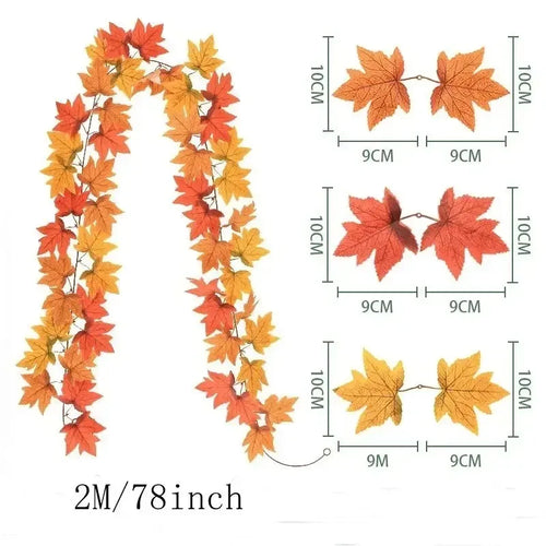 Artificial Maple Leaf Vines Silk Fall Foliage Garland for Home Wedding
