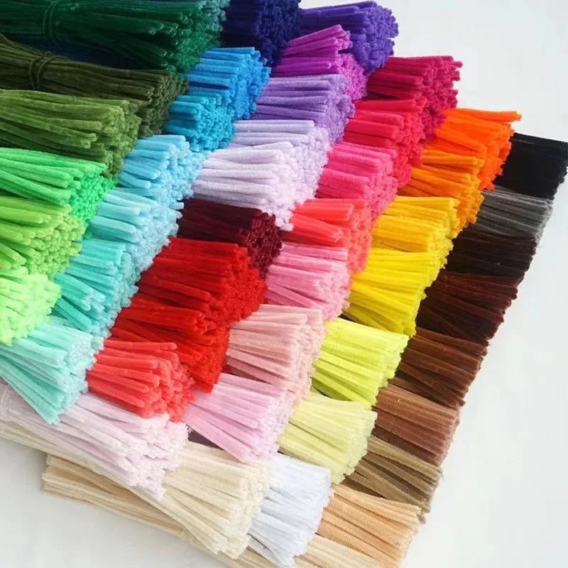 100pcs Colorful Chenille Stems Pipe Cleaners Plush Tinsel Stem Wired