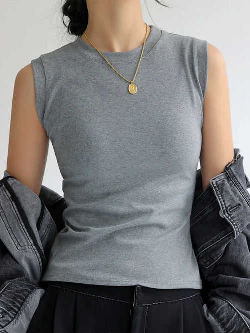 Camisole Vest for Women  Round Neck Colourful Basic Sleeveless