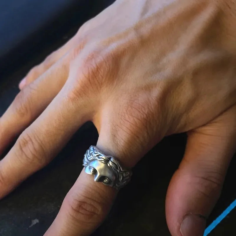 Rings For Men Creative Venus Mask Ring, Retro Thai Silver Relief With