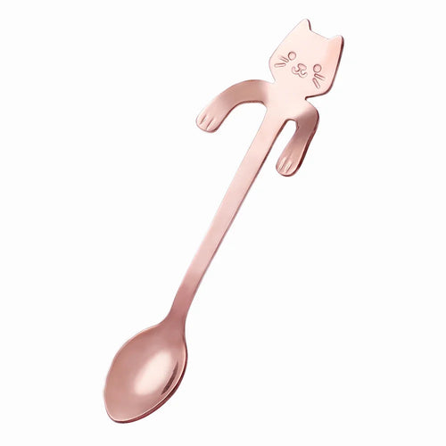 Stainless Steel Coffee Spoon Lovely Cute Cat Shape Teaspoon Dessert