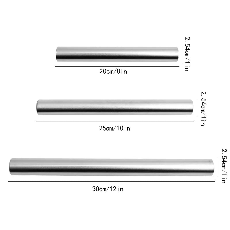 Stainless Steel Rolling Pin Baking Bread Pastry Roller Non-stick