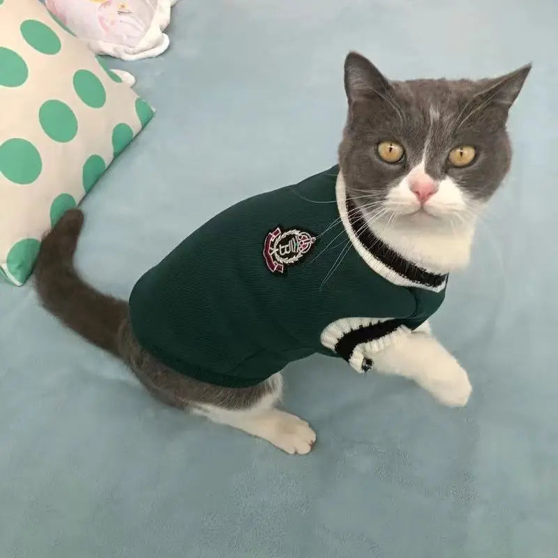 Pet Solid Costume  Cat Clothes Autumn Winter Jacket Christmas Sweater