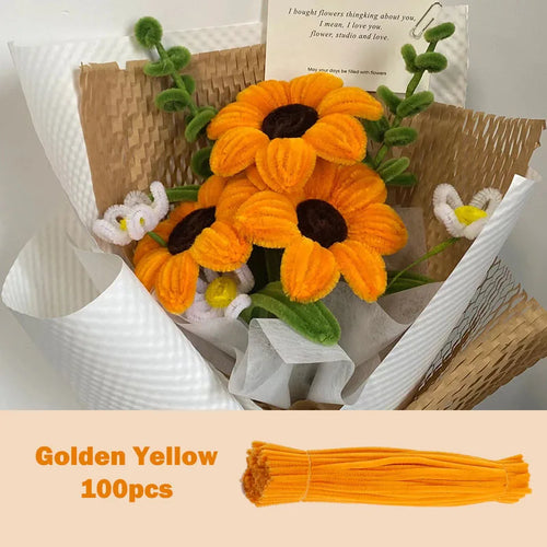 100pcs Colorful Chenille Stems Pipe Cleaners Plush Tinsel Stem Wired