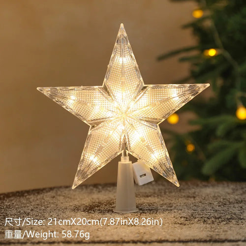 15cm Christmas Decoration Glowing Tree Topper Glitter Shining Star